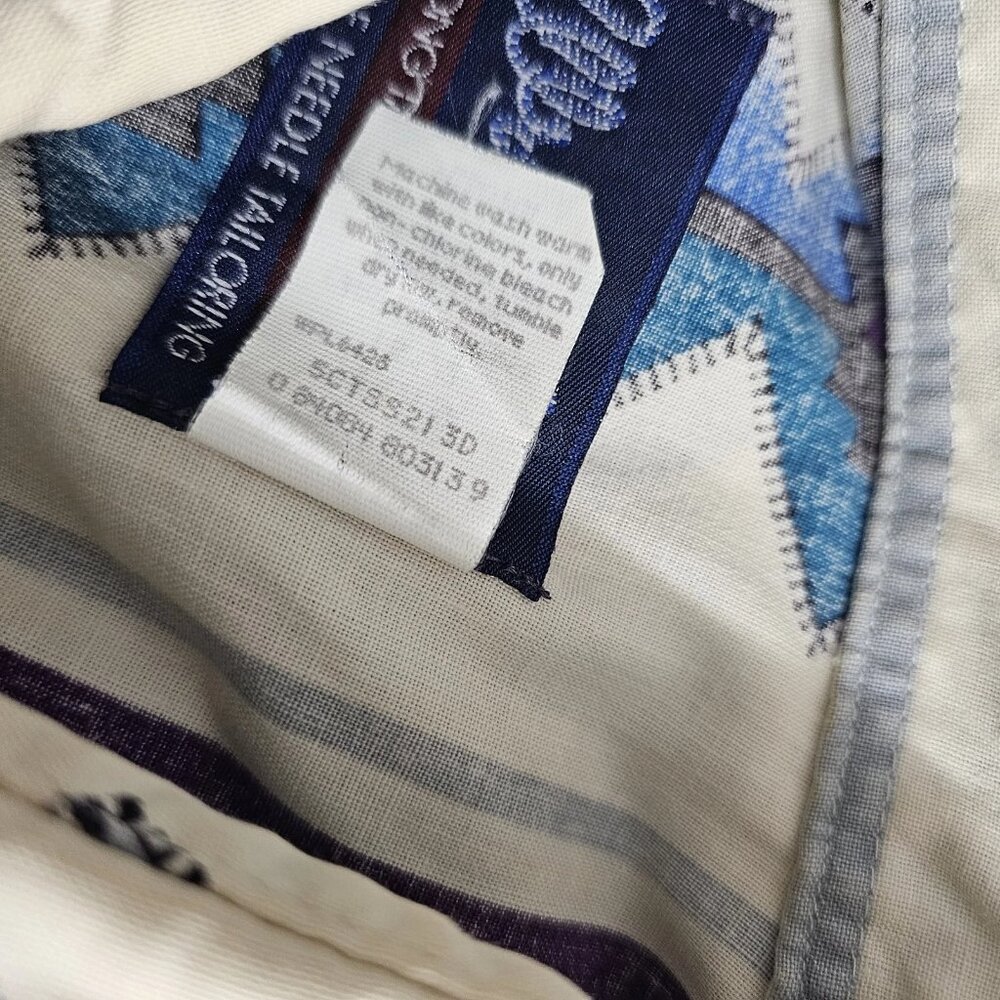 Wrangler Western Pearl Snap Cowboy Short Sleeve Shirt Aztec Large 16.5 VTG - Picture 10 of 10